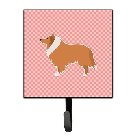 Jensendistributionservices Collie Checkerboard Pink Leash or Key Holder MI2087092